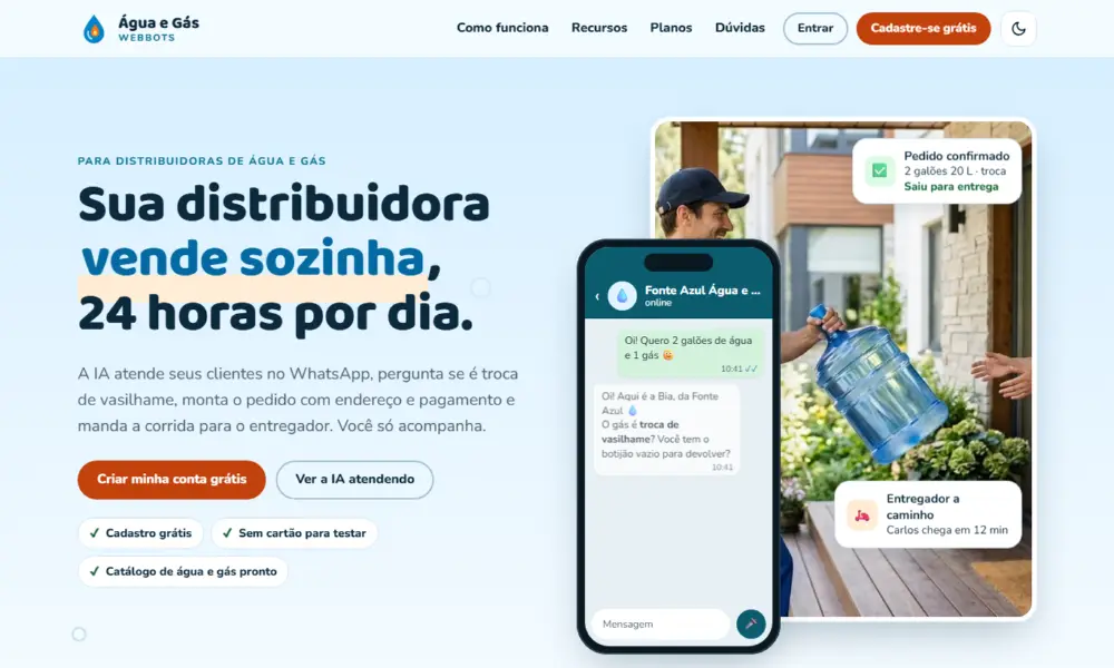 Tela do Água e Gás Webbots