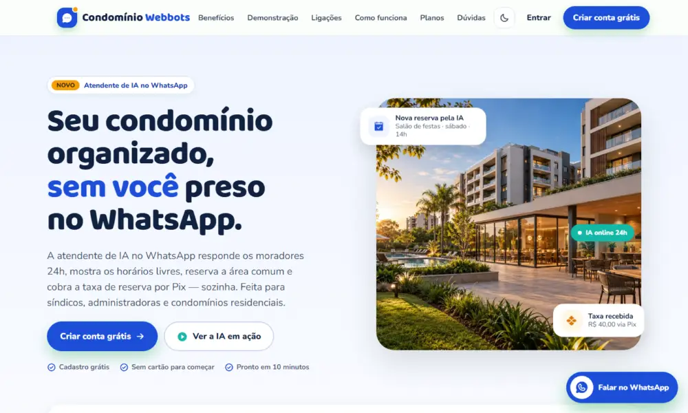 Tela do Condomínio Webbots