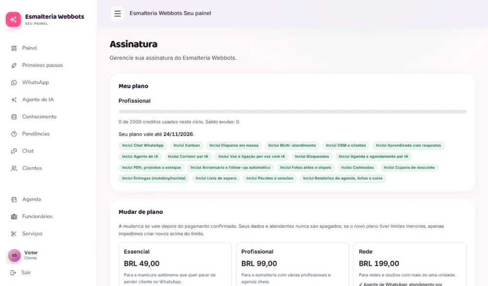 Tela do Esmalteria Webbots