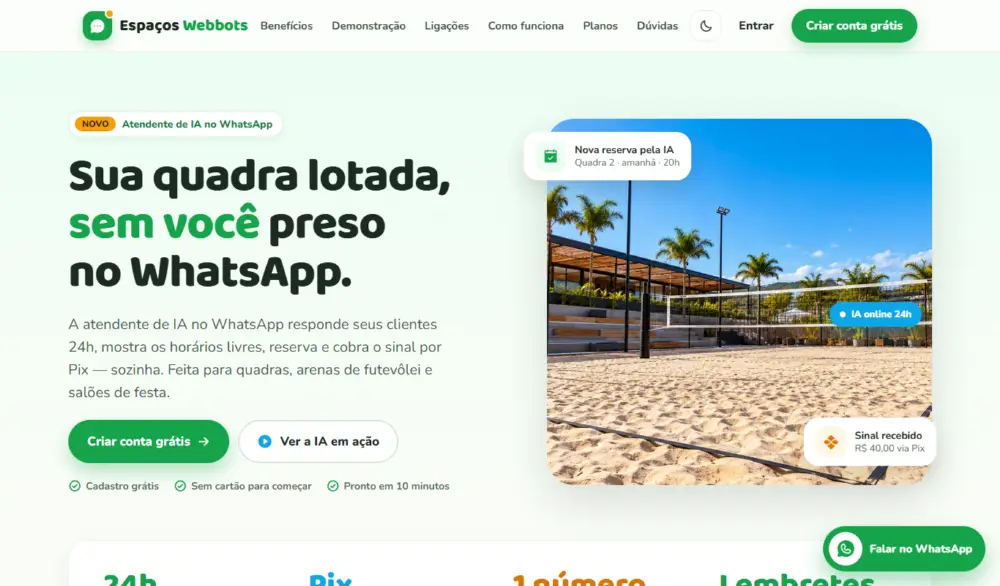 Tela do Espaços Webbots