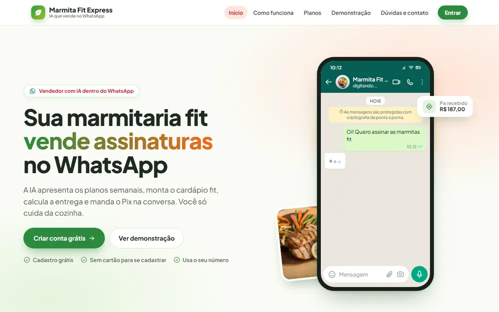 Tela do Marmita Fit Webbots