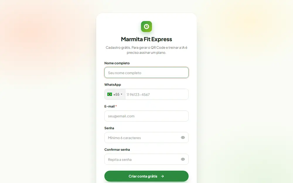 Tela do Marmita Fit Webbots