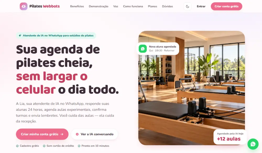 Tela do Pilates Webbots