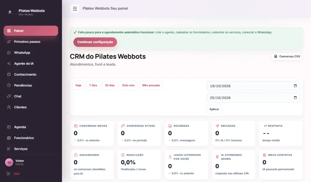 Tela do Pilates Webbots