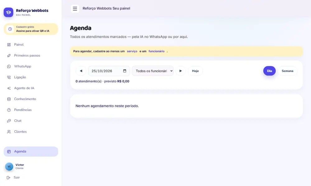Tela do Reforço Webbots