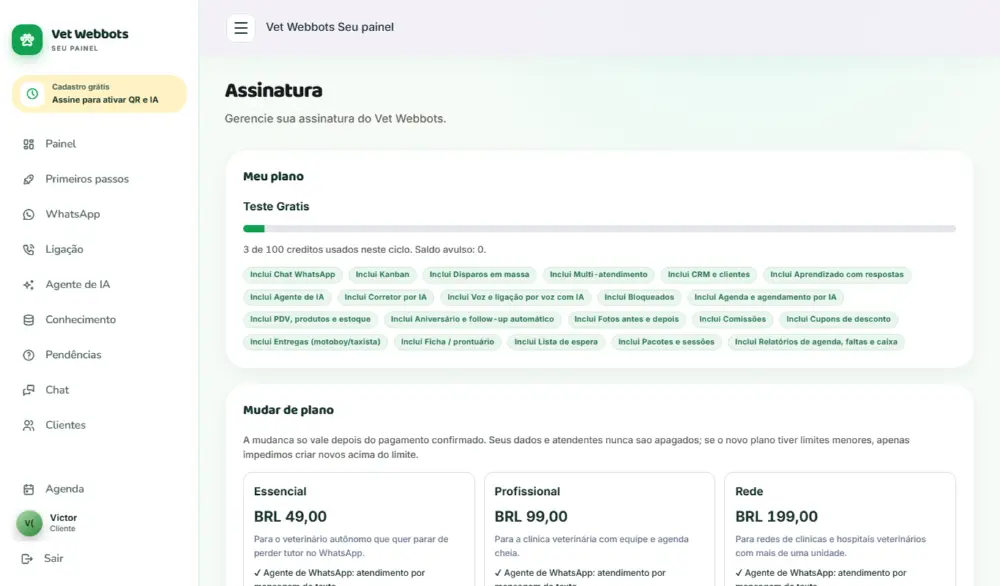 Tela do Vet Webbots